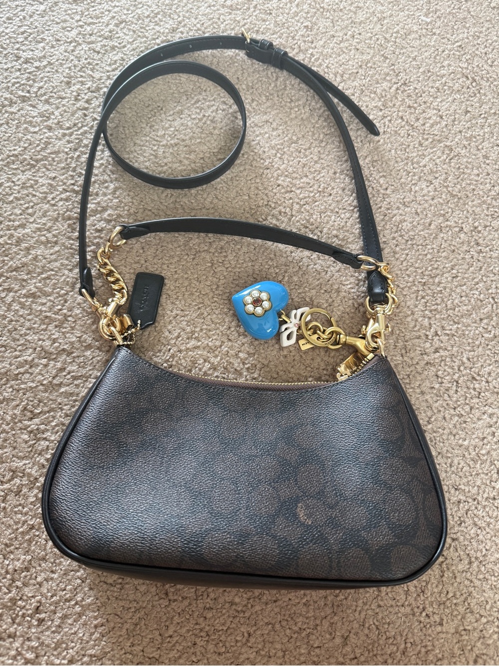 Never Used Coach Signature Small Saddle Bag in Brown With Purse Charm Included - Picture 8 of 13